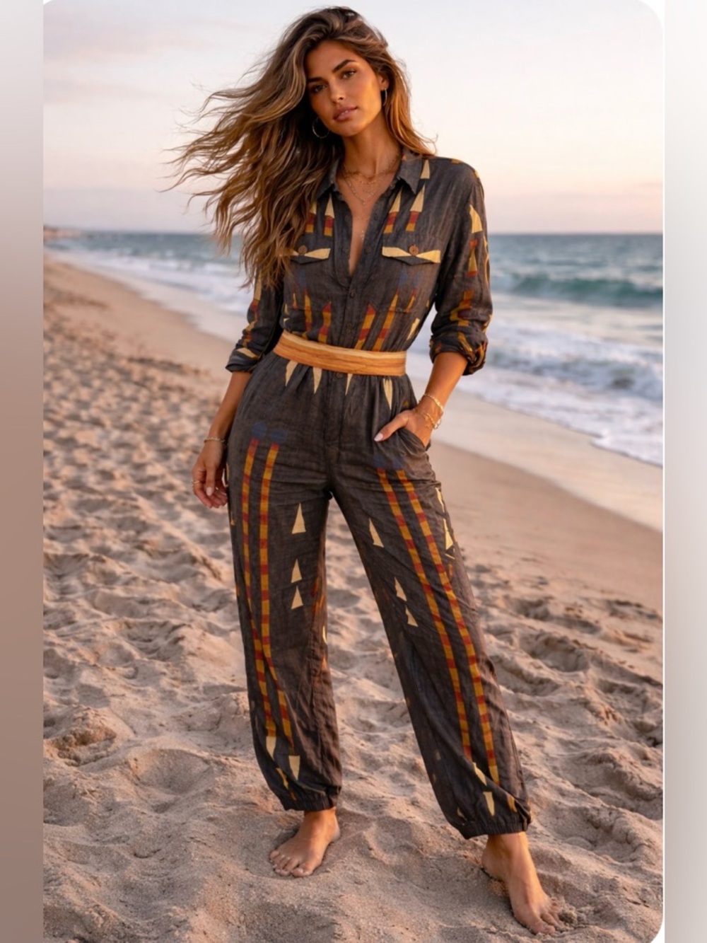 Luxury Handmade Ikat Jumpsuit Boho Style Italian designer